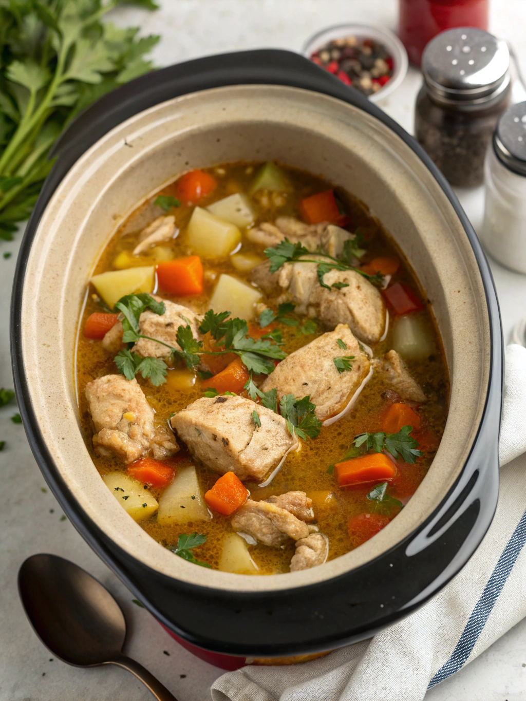 Slow Cooker White Wine Chicken Stew