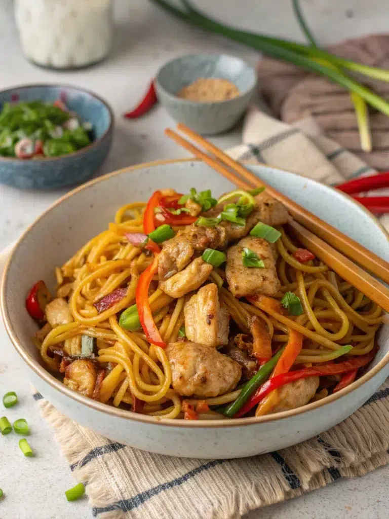 Sticky Garlic Chicken Noodles