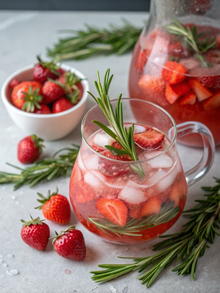 Strawberry Rosemary Gin Smash Punch