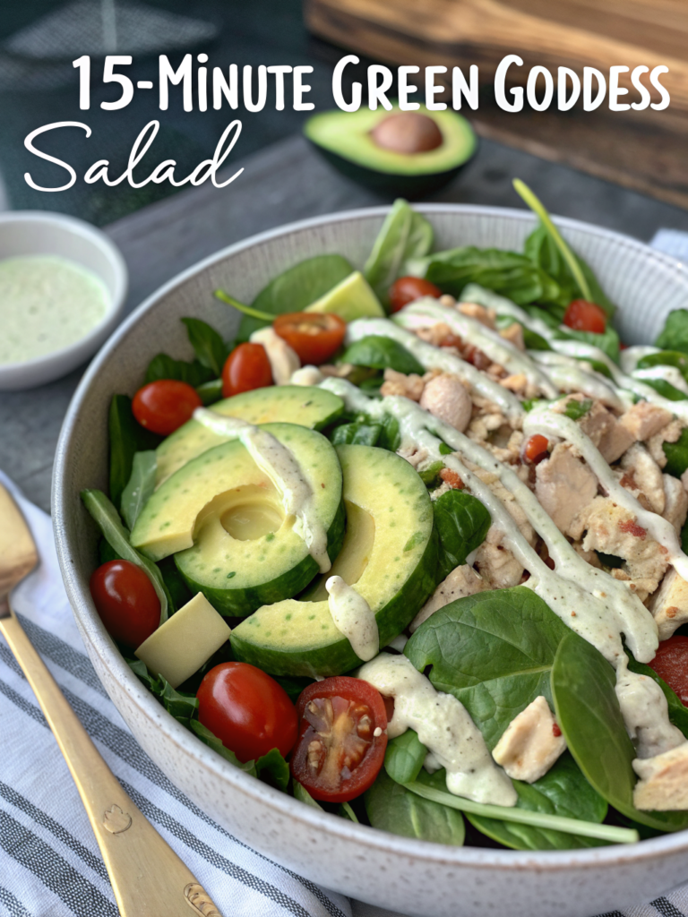 15-Minute Green Goddess Salad Recipe with Creamy Dressing