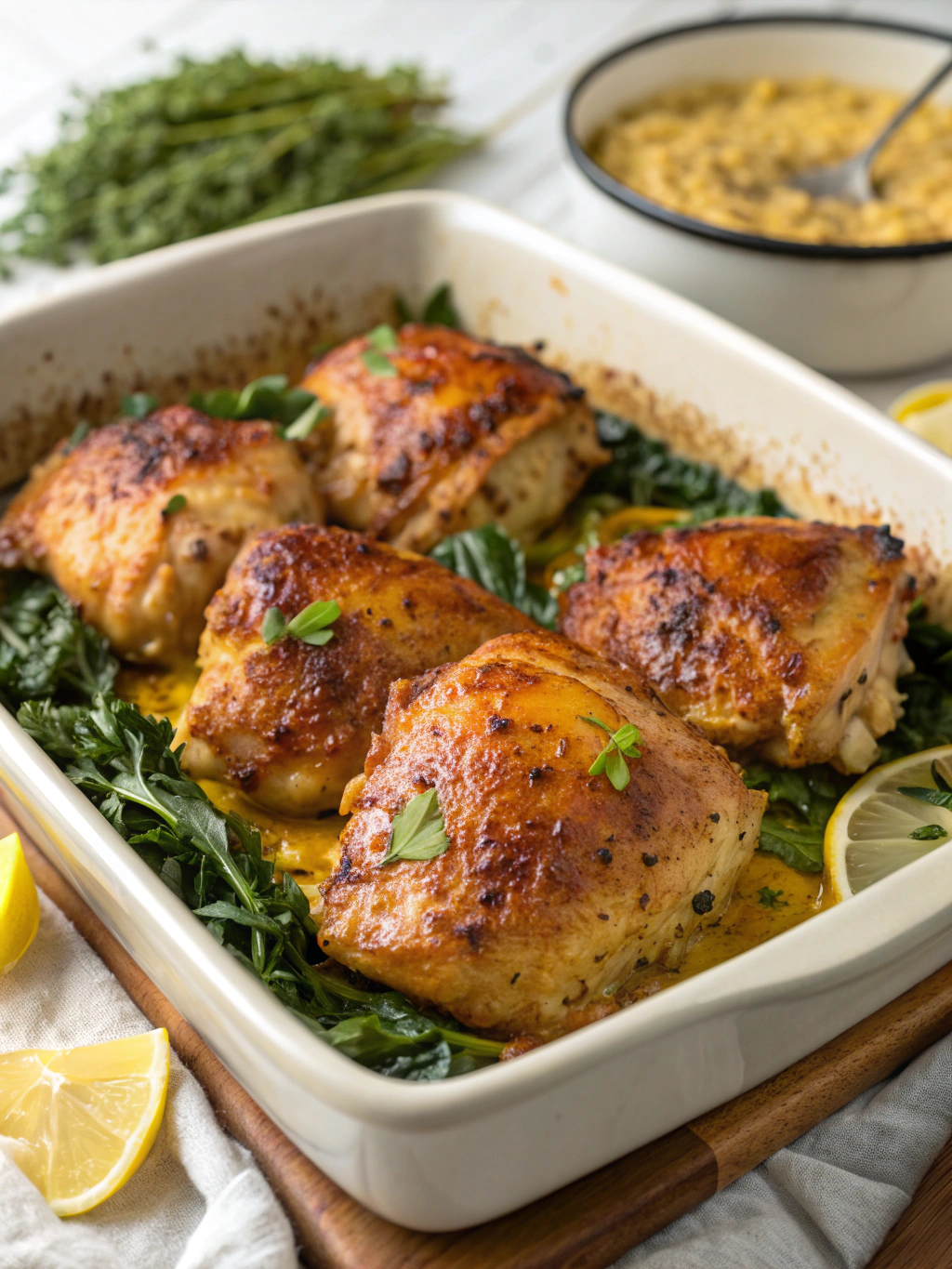Baked Dijon Chicken Thighs