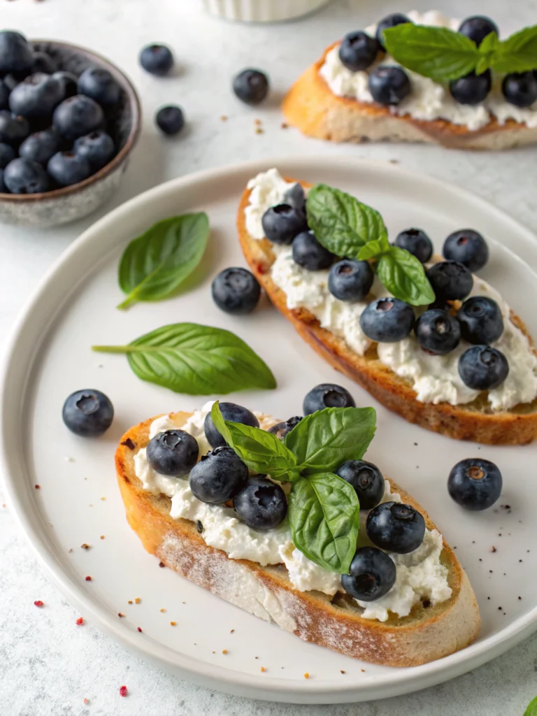 Basil Blueberry Ricotta Bruschetta