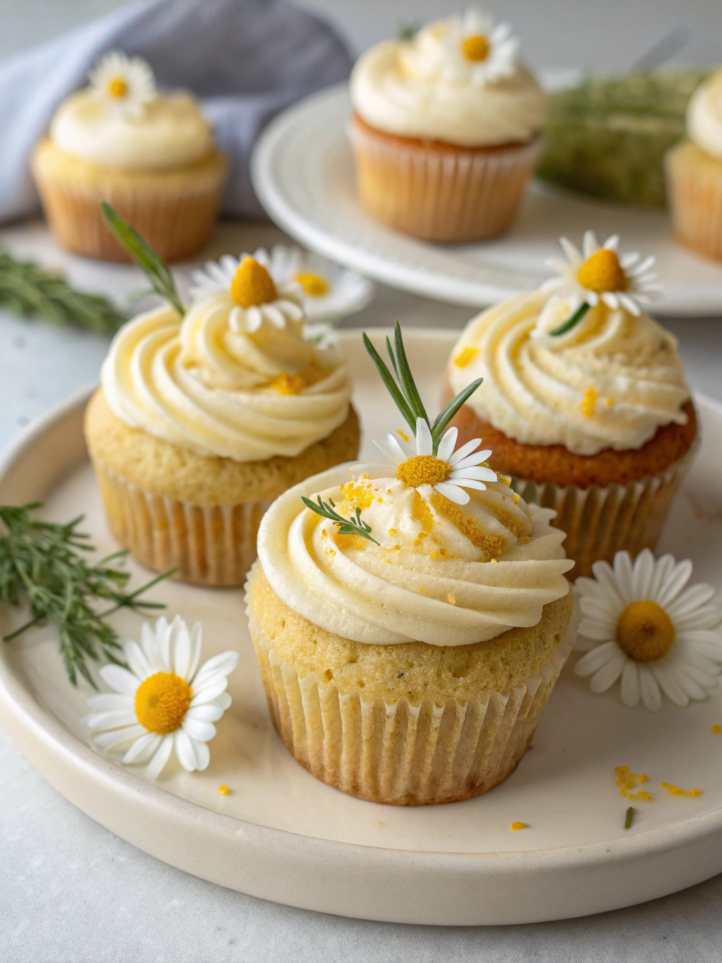 Chamomile Cupcakes with Honey Buttercream Frosting