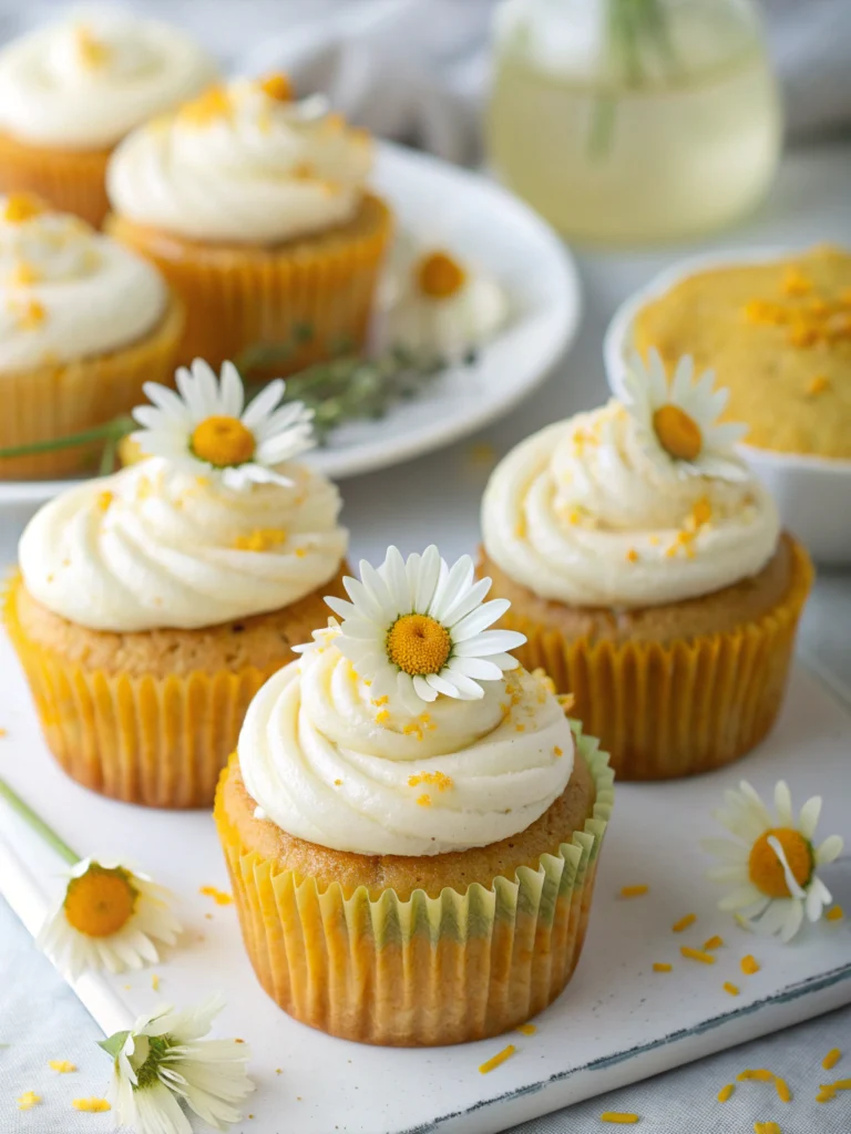 Chamomile Cupcakes with Honey Buttercream Frosting