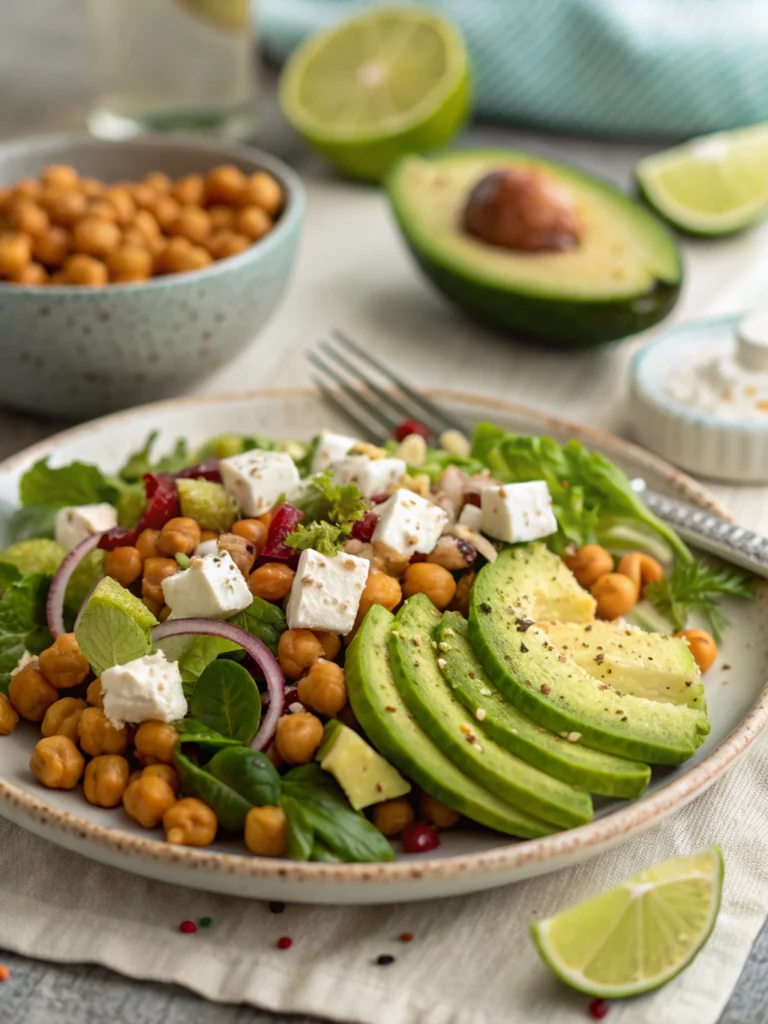 Chickpea Feta Avocado Salad
