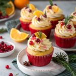 Cranberry Orange Cupcakes with Festive Garnish