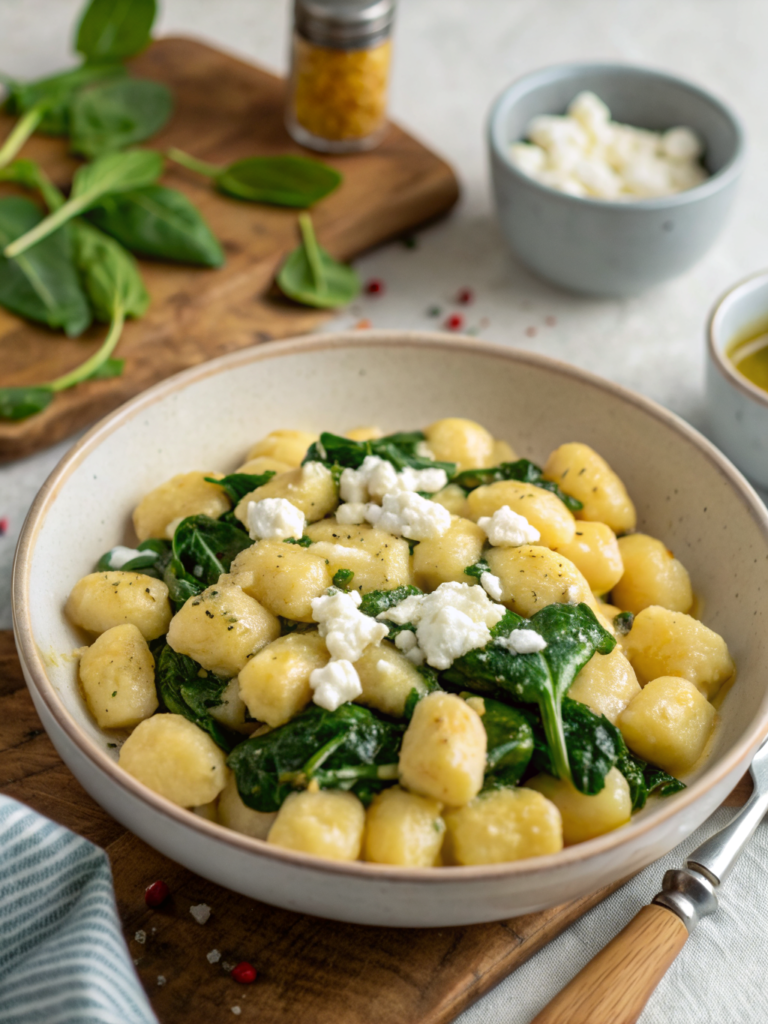 Creamy Gnocchi with Spinach and Feta Recipe