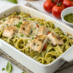 Creamy Pesto Chicken Pasta Bake