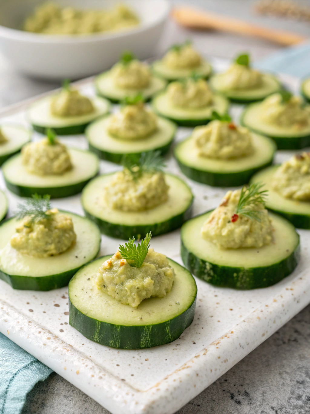 Cucumber and Hummus Bites