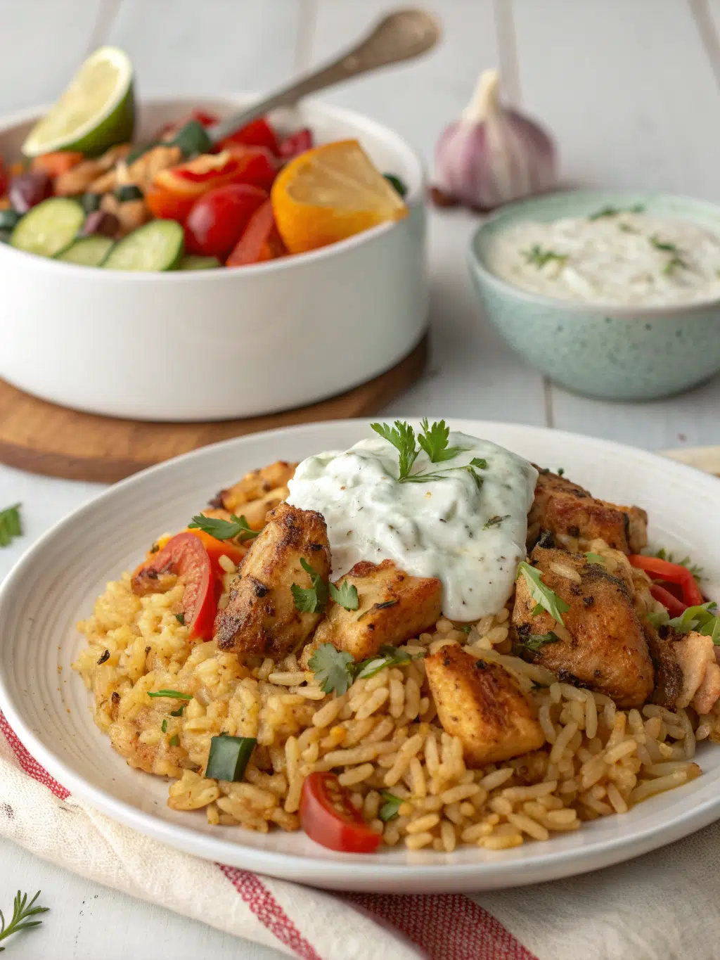 Dump-and-Bake Chicken Tzatziki Rice