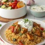 Dump-and-Bake Chicken Tzatziki Rice Recipe