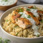 Dump-and-Bake Chicken Tzatziki Rice Recipe
