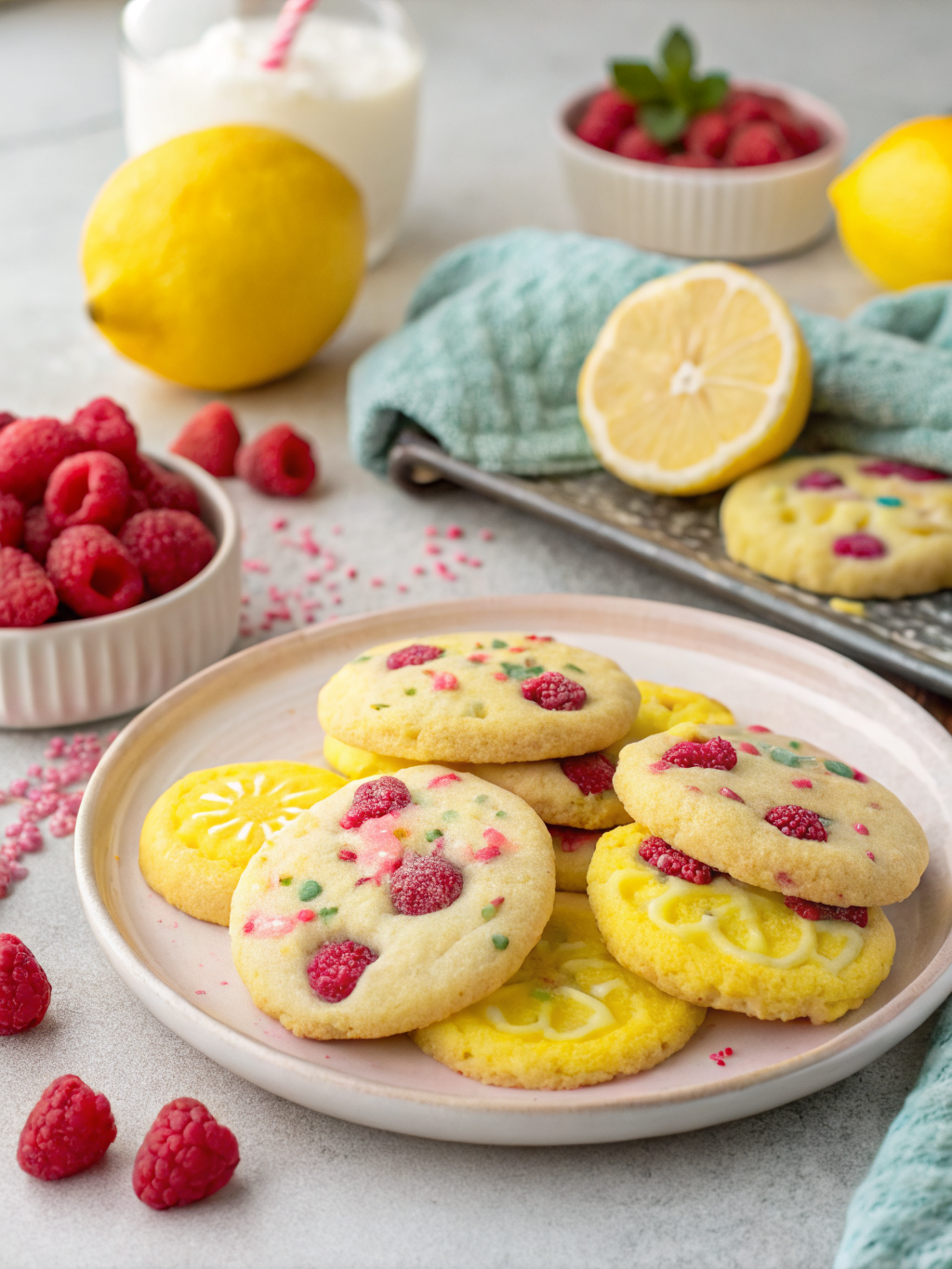 Easter Lemon Raspberry Cookies