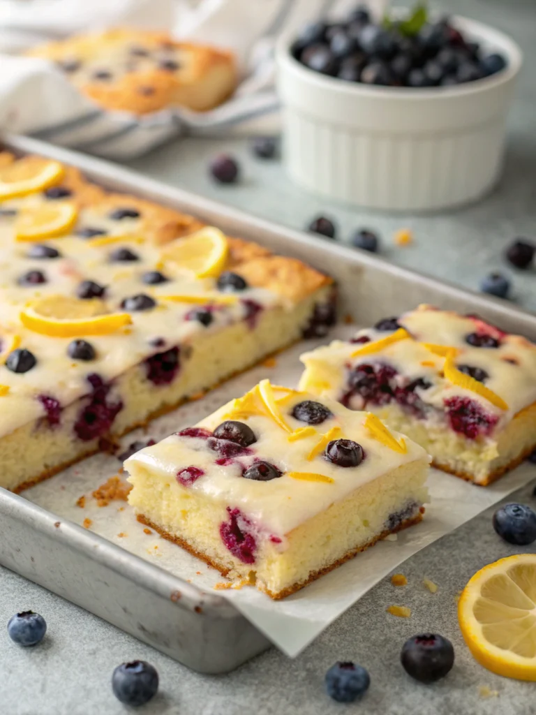 Easy Lemon Blueberry Sheet Cake Recipe