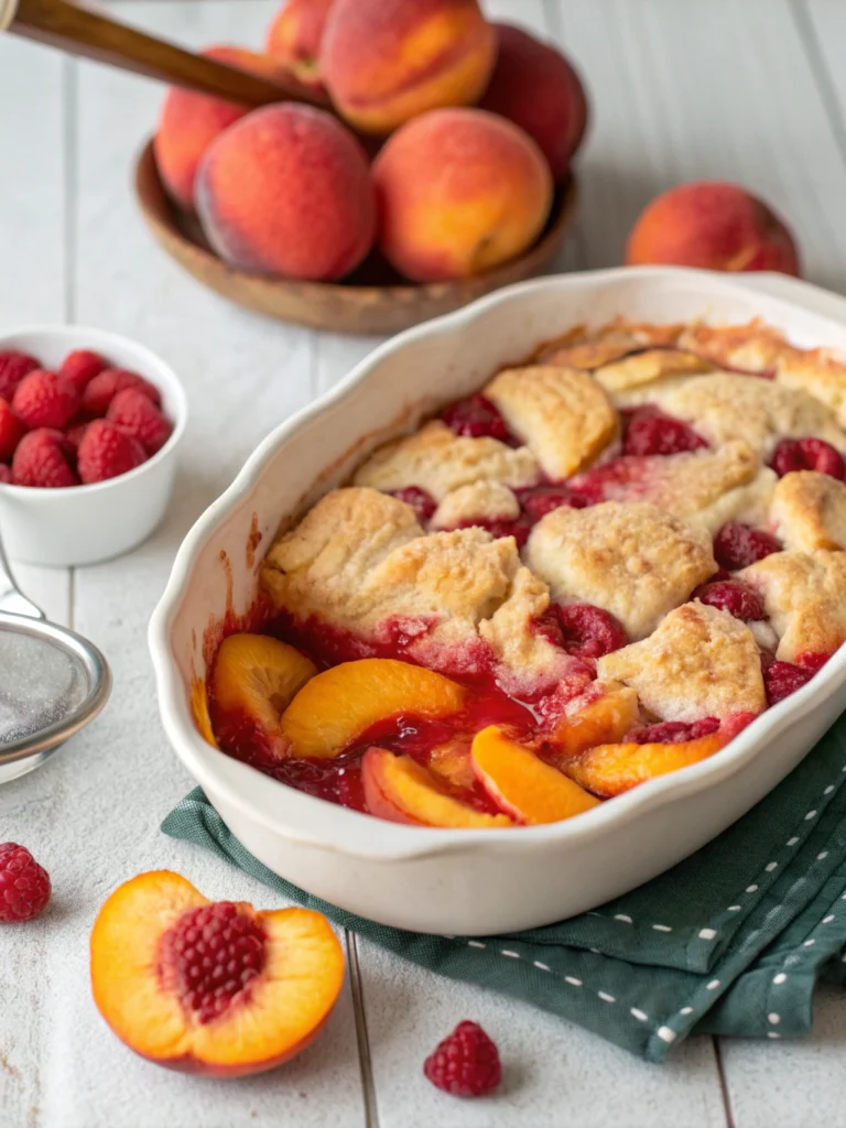 Easy Peach and Raspberry Cobbler
