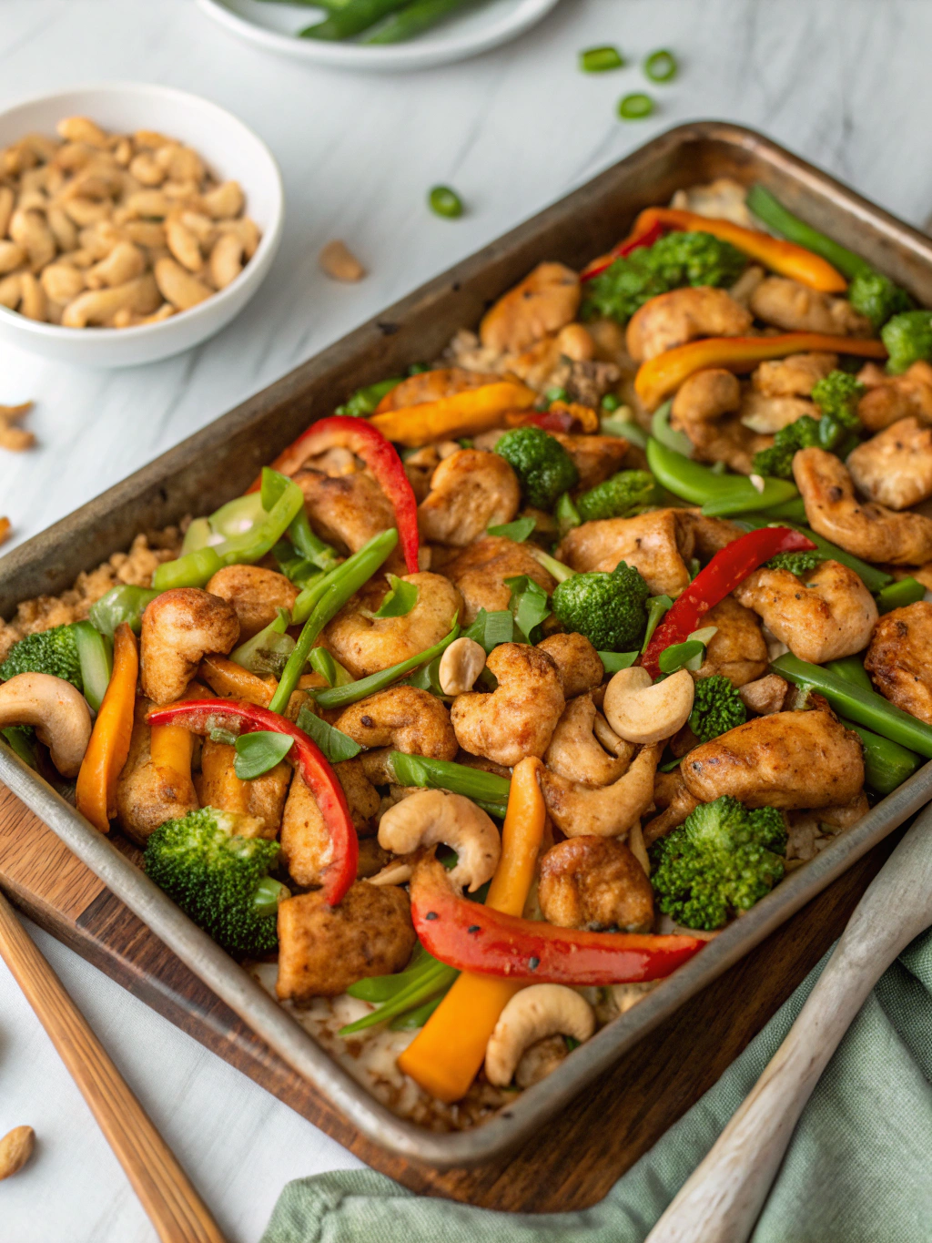Easy Sheet Pan Cashew Chicken Recipe