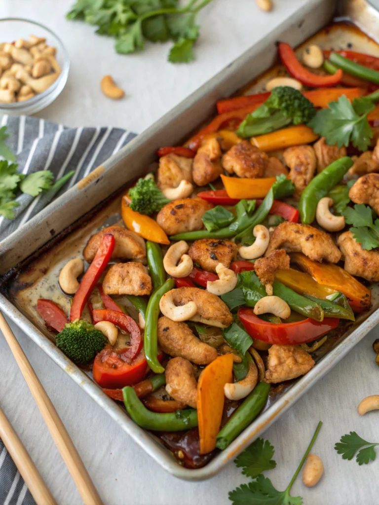 Easy Sheet Pan Cashew Chicken Recipe