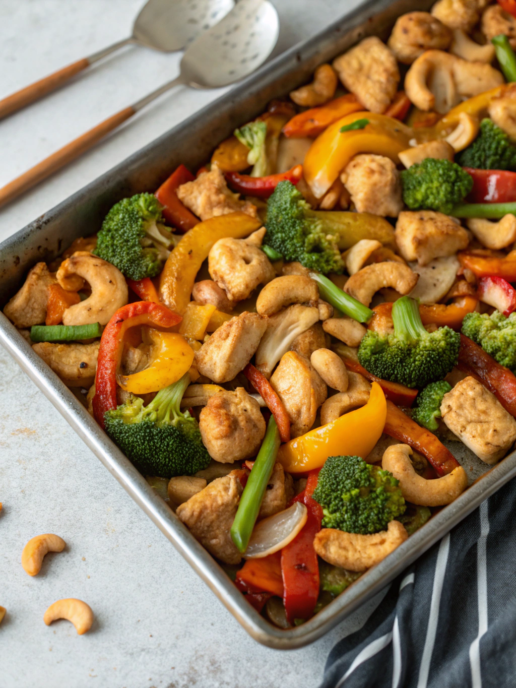 Easy Sheet Pan Cashew Chicken