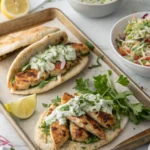Easy Sheet Pan Chicken Pitas with Fresh Herb Ranch Slaw