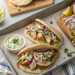 Easy Sheet Pan Chicken Pitas with Fresh Herb Ranch Slaw
