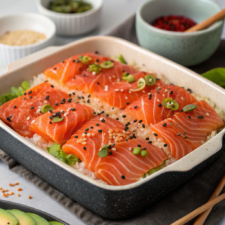 Easy Spicy Salmon Sushi Bake