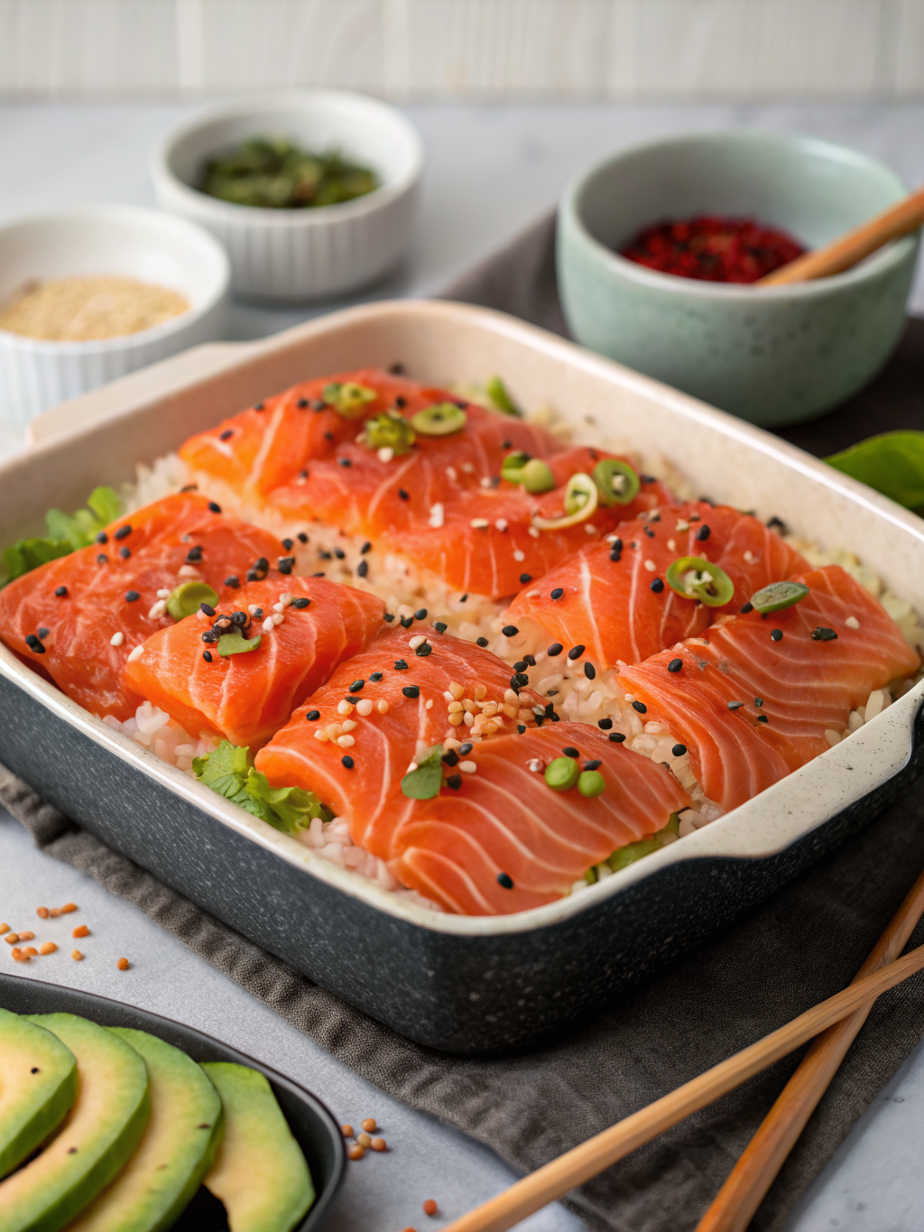 Easy Spicy Salmon Sushi Bake Recipe