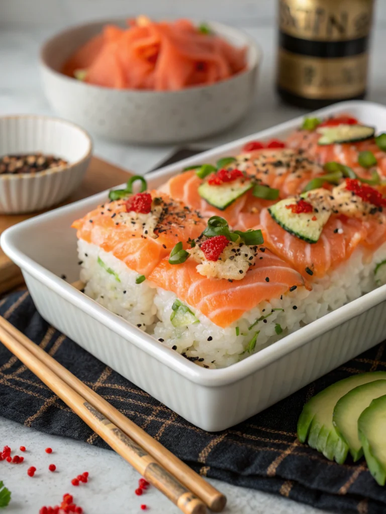 Easy Spicy Salmon Sushi Bake Recipe