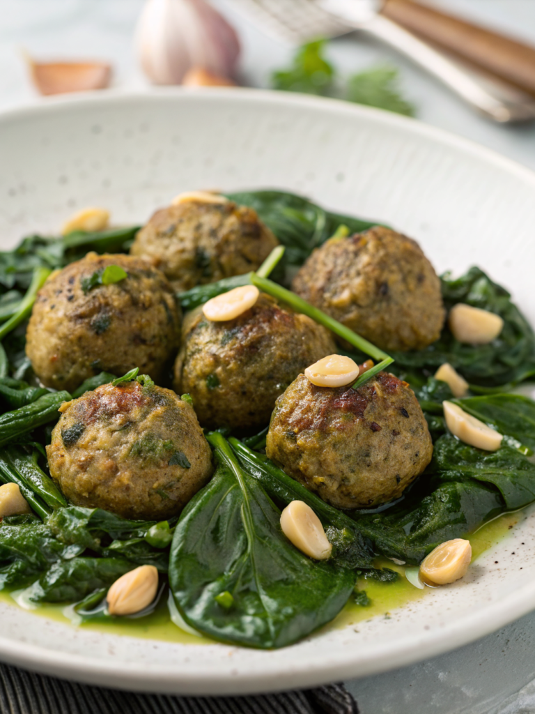 Easy Spinach & Garlic Meatballs Recipe