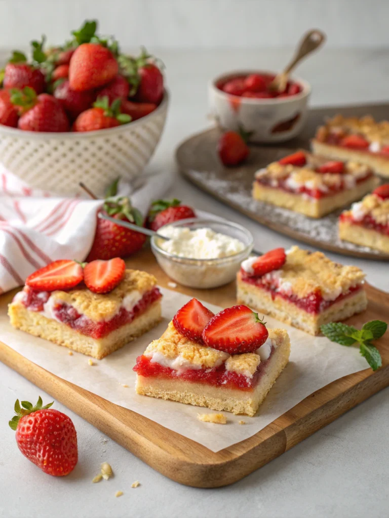 Easy Strawberry Shortcake Bars with Buttery Crust