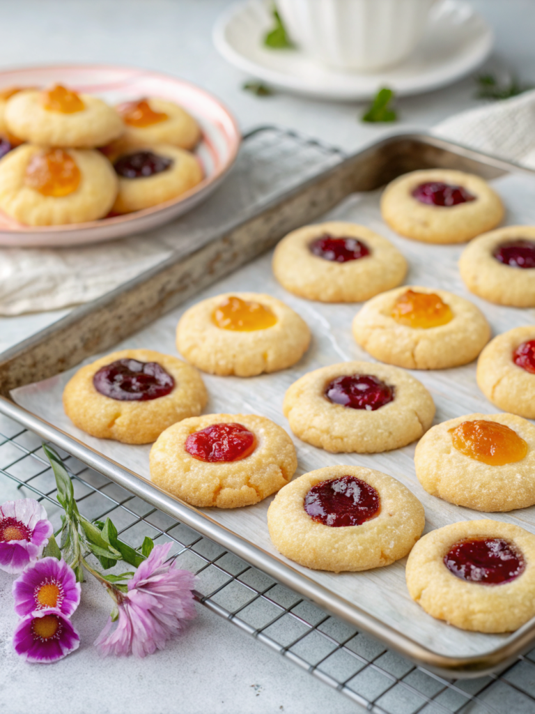 Flower Jam Thumbprint Cookies