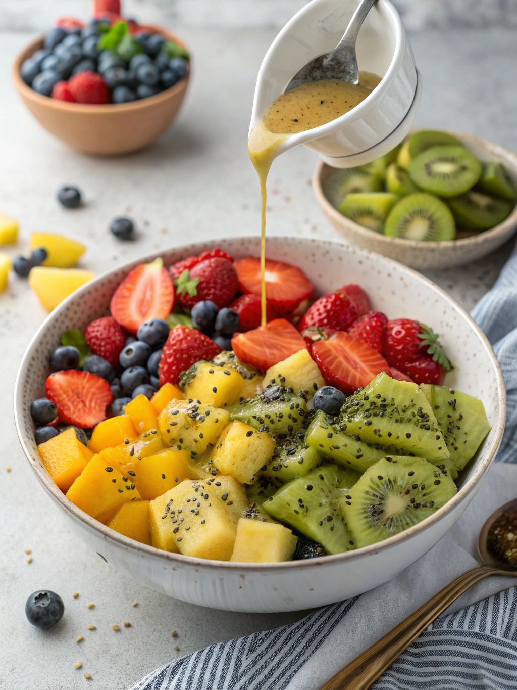 How to Make a Fresh Fruit Salad with Honey-Lime Poppy Seed Dressing: 5 Easy Steps