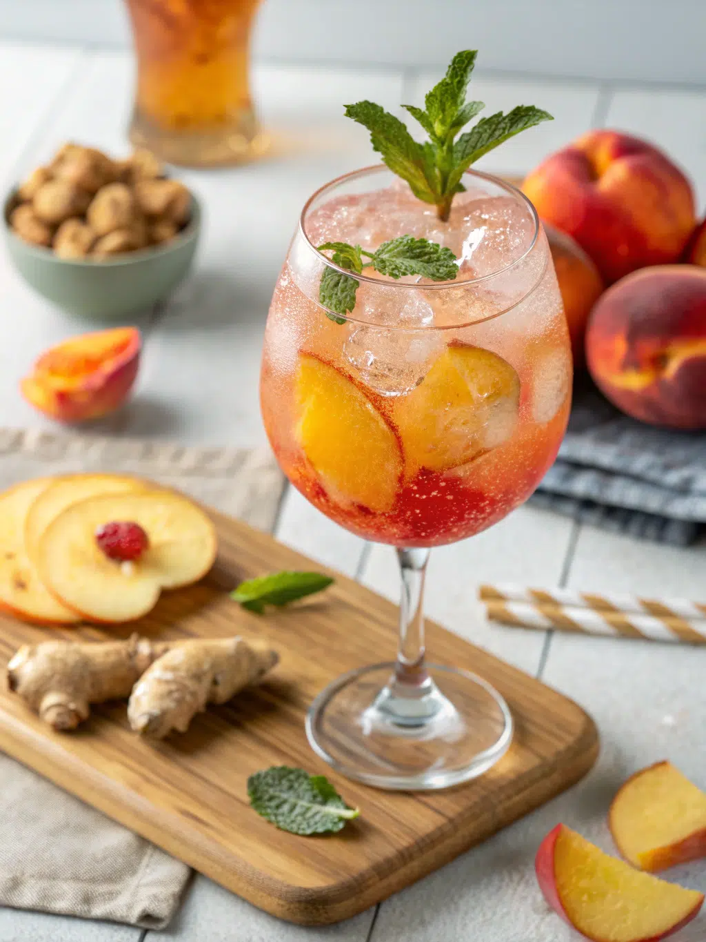 Ginger Peach Sparkler Mocktail