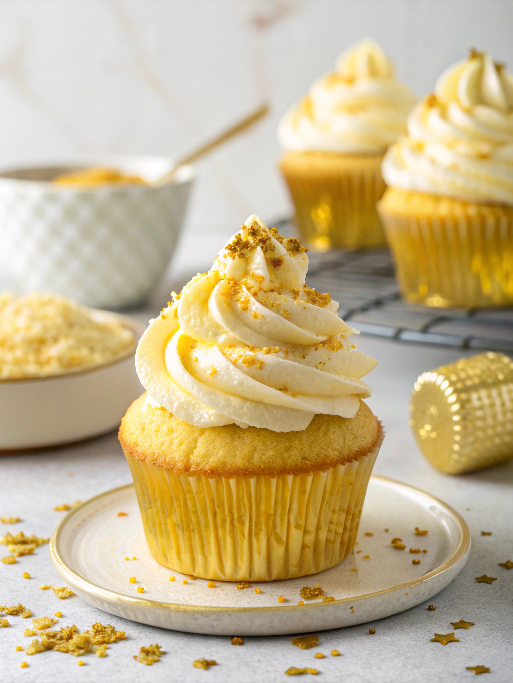 Golden Angel Food Cupcakes
