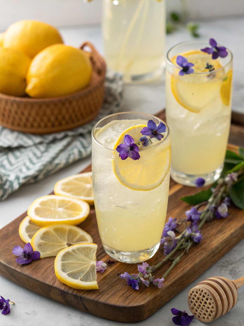 Honey Lemon Butterfly Fizz(Non-Alcoholic Spring Drink)