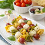 Italian Antipasto Skewers with Marinated Tortellini and Mozzarella