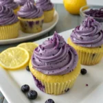 Lemon Cupcakes with Blueberry Buttercream