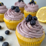 Lemon Cupcakes with Blueberry Buttercream