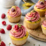 Lemon Raspberry Pistachio Cupcakes