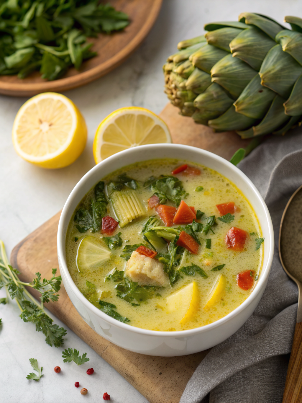 Lemony Tuscan Artichoke Soup