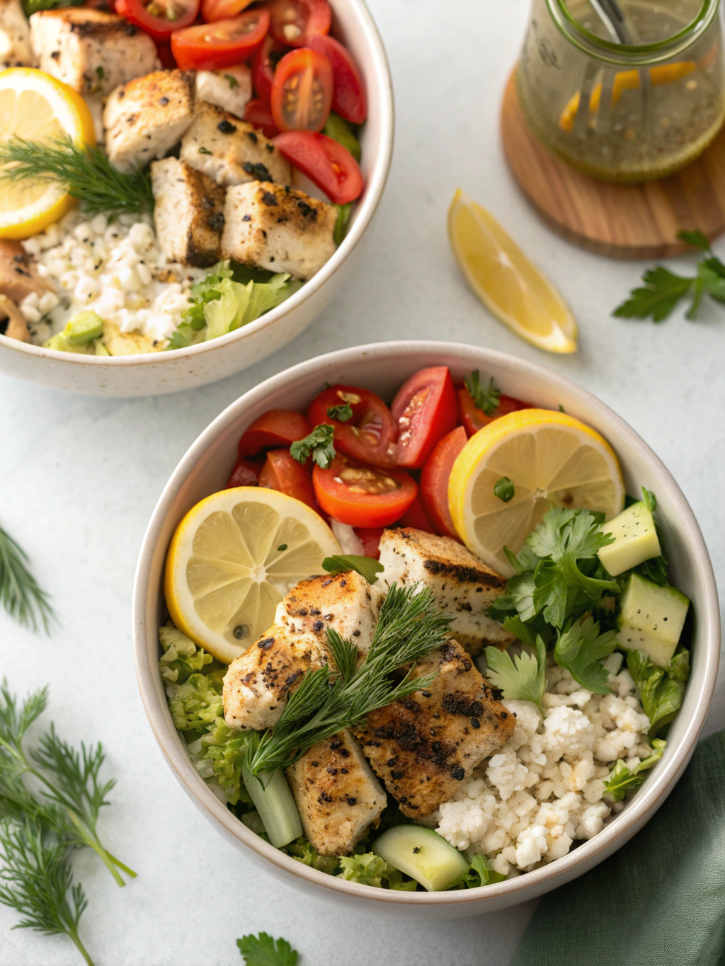 Mediterranean-Inspired Lemon-Dill Chicken Bowls