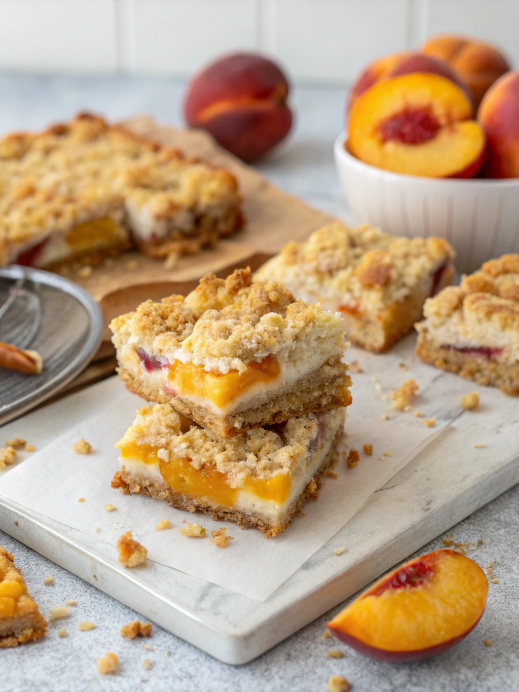 Peaches and Cream Crumble Bars