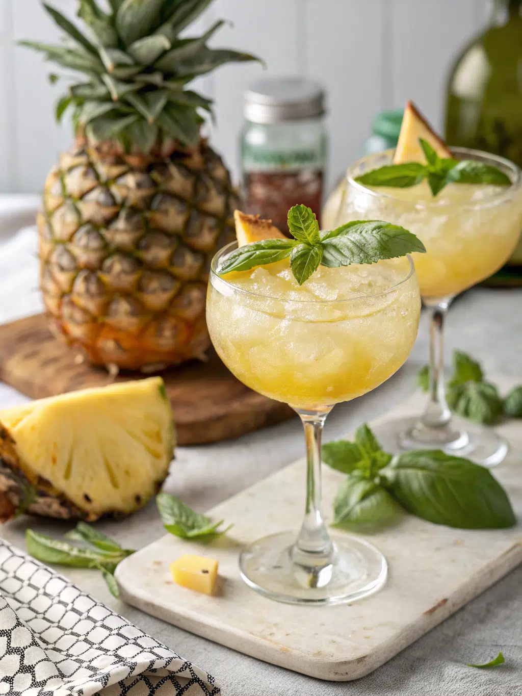 Pineapple and Basil Smash Cocktail