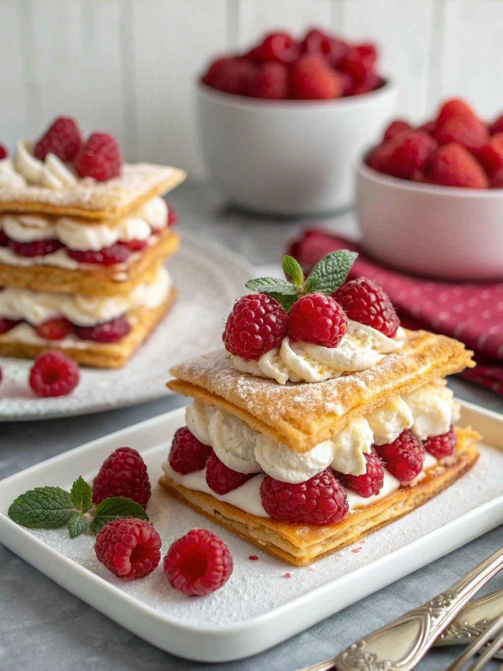Raspberry Cream Napoleons