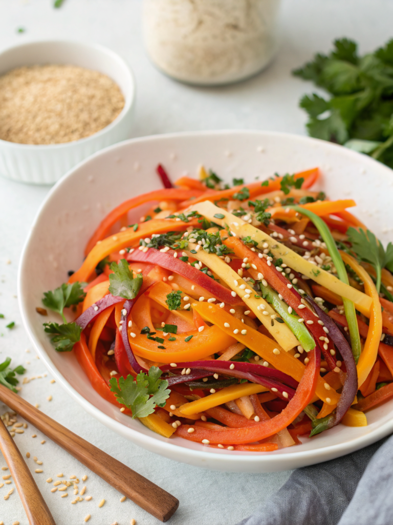 Shaved Rainbow Carrot Sesame Salad
