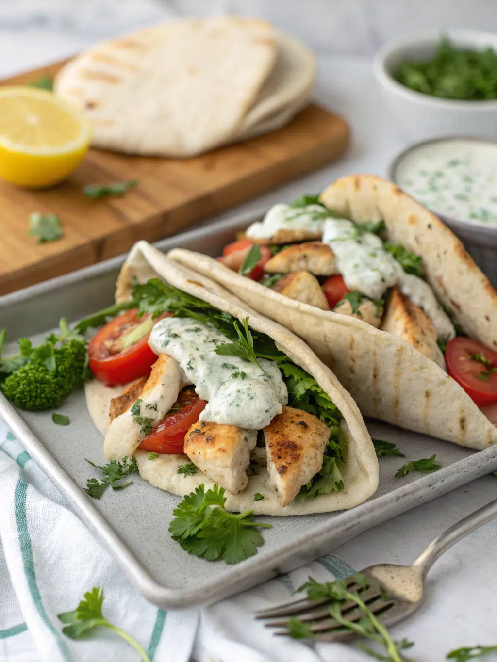 7-Step Sheet Pan Chicken Pitas with Herby Ranch Recipe for Easy Dinners 3 7-Step Sheet Pan Chicken Pitas with Herby Ranch Recipe for Easy Dinners