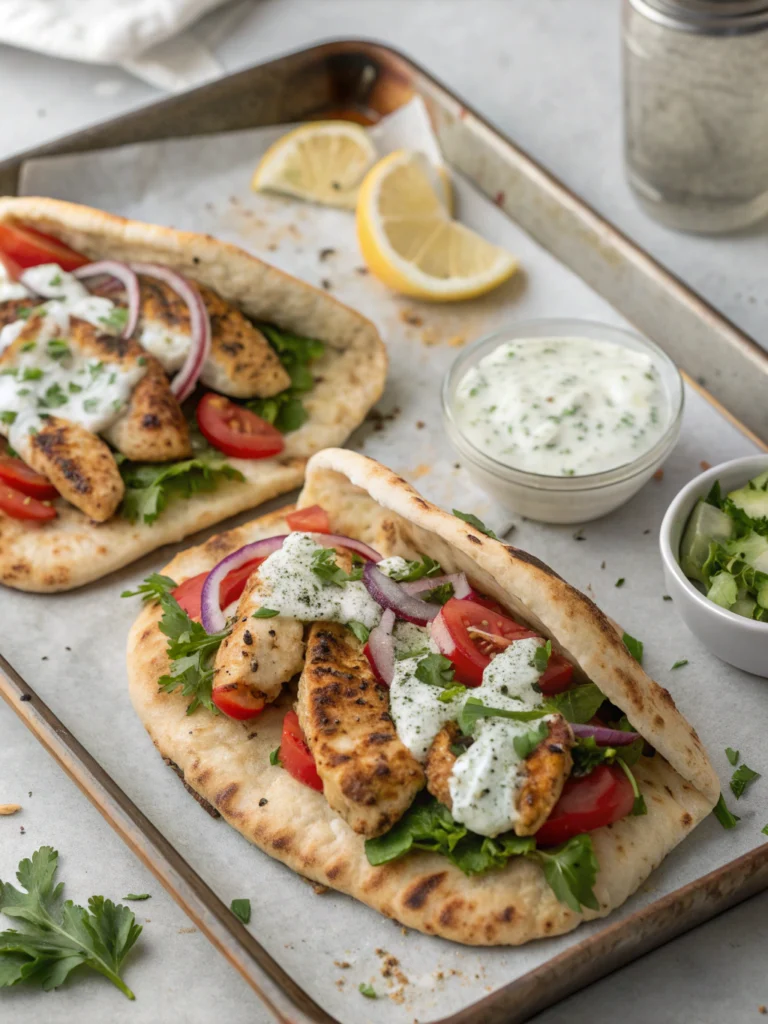 Sheet Pan Chicken Pitas with Herby Ranch Recipe