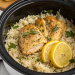 Slow Cooker Lemon Herb Chicken and Rice