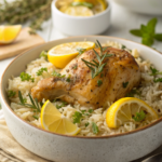 Slow Cooker Lemon Herb Chicken and Rice