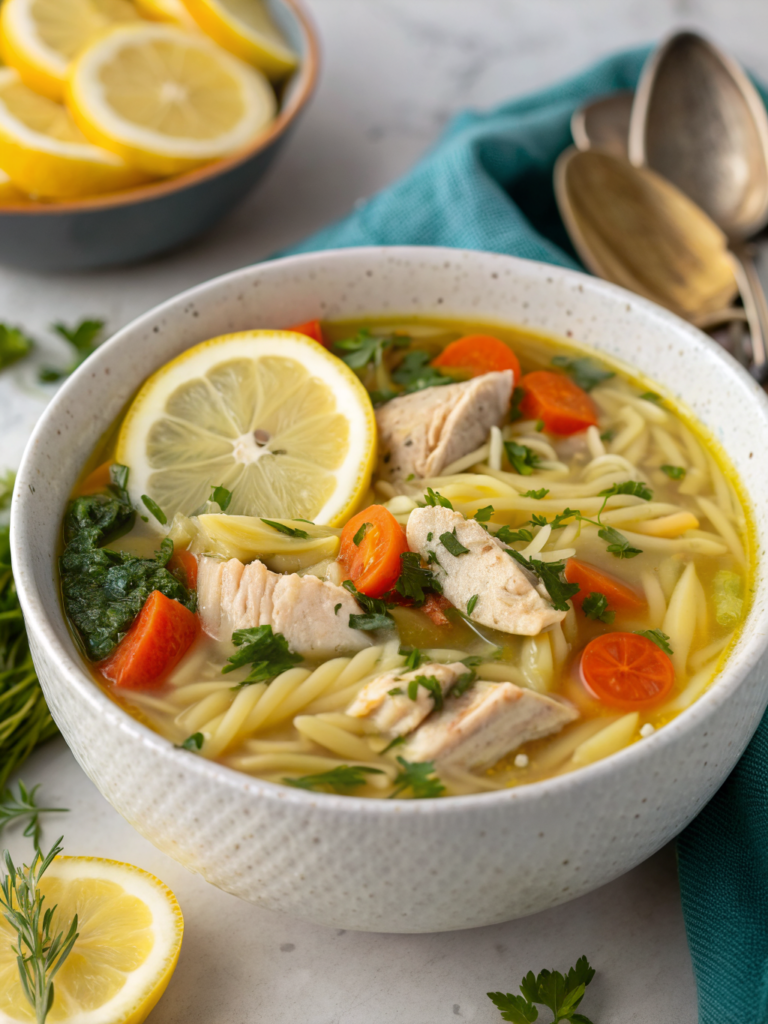 Spring Lemon Chicken Orzo Soup Recipe