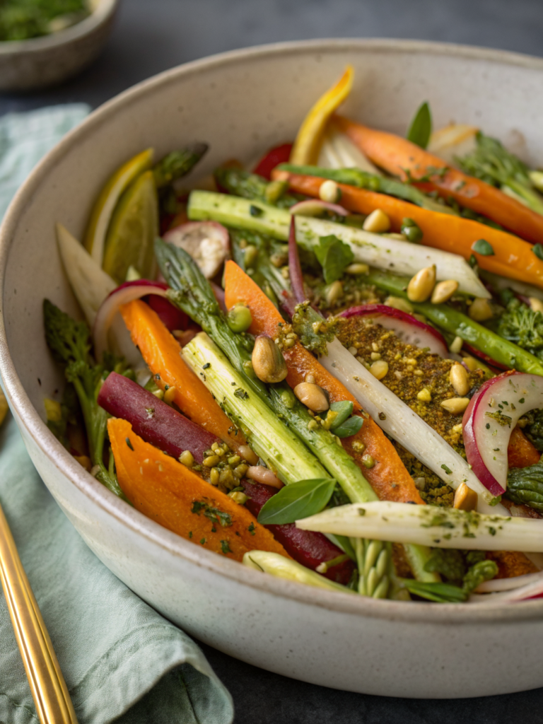 Spring Root Vegetable Salad with Pistachio Vinaigrette